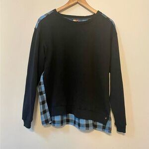 Pilcro Anthropologie Top Womens Medium Blue Contrast Plaid Flannel Back Boho